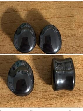 Steel Weighted Teardrop Double-Flared Plugs - Black